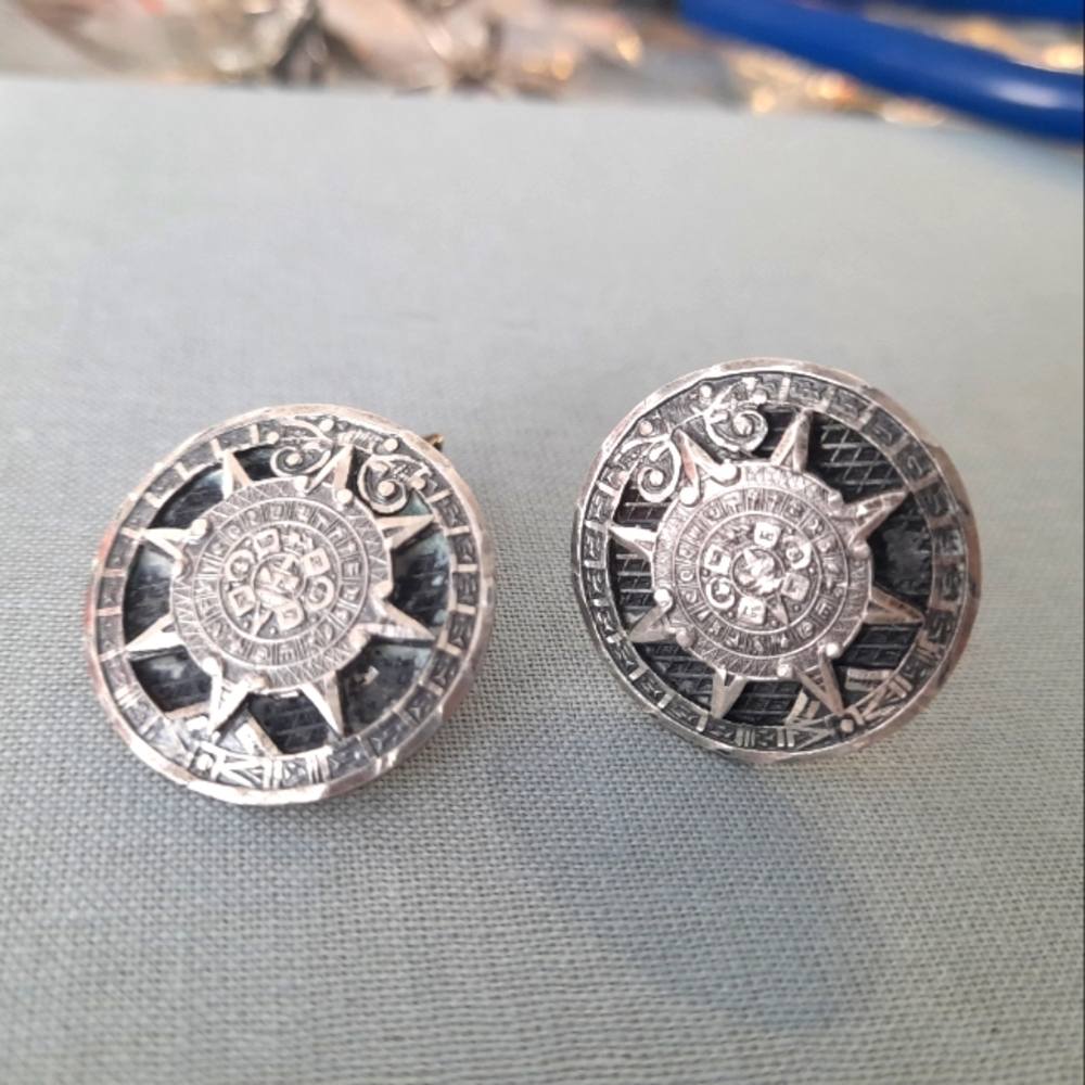925 Sterling Silver Calendar Cufflinks Mexico - Picture 3 of 8
